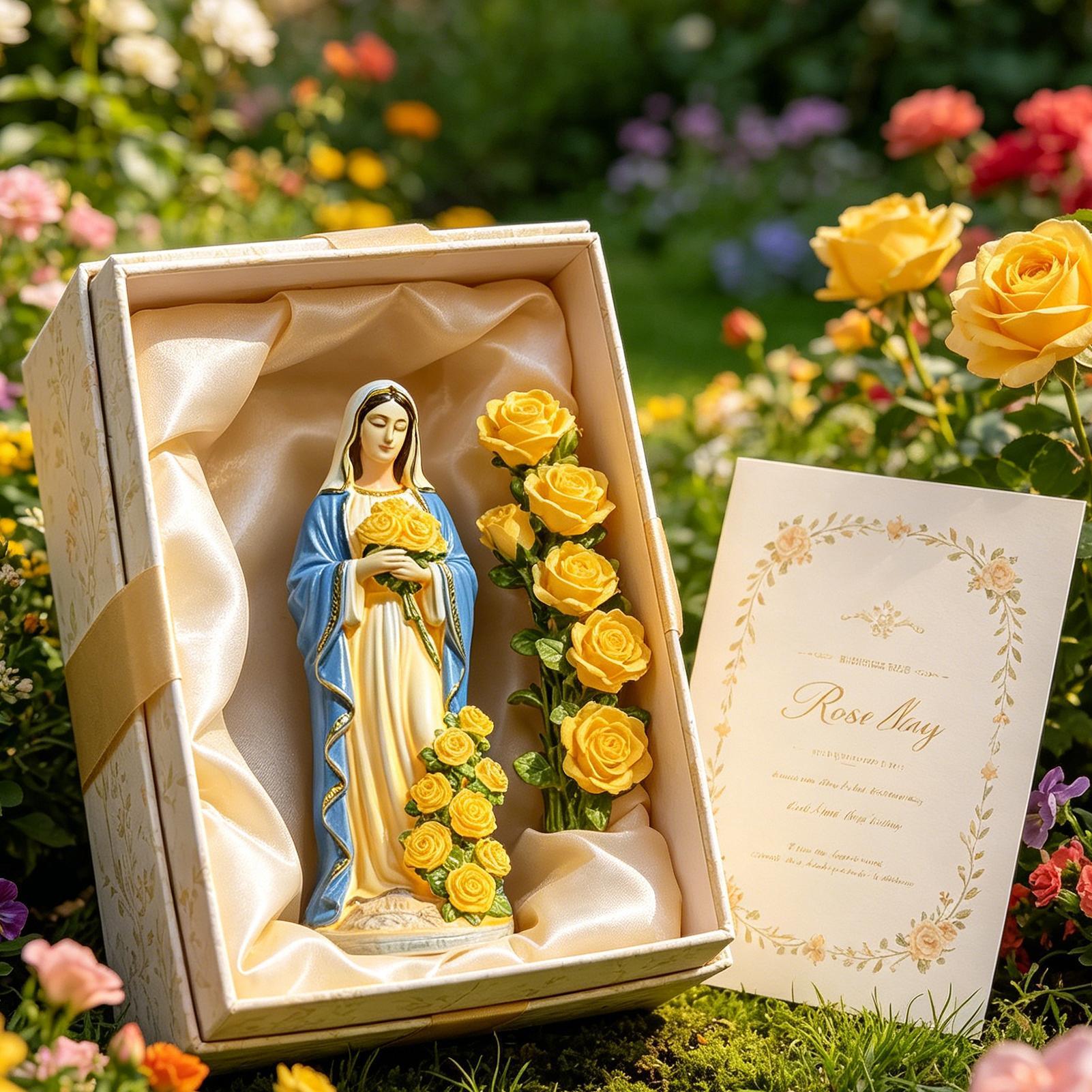 Resin Crafts - Statue solaire de la Vierge Marie,