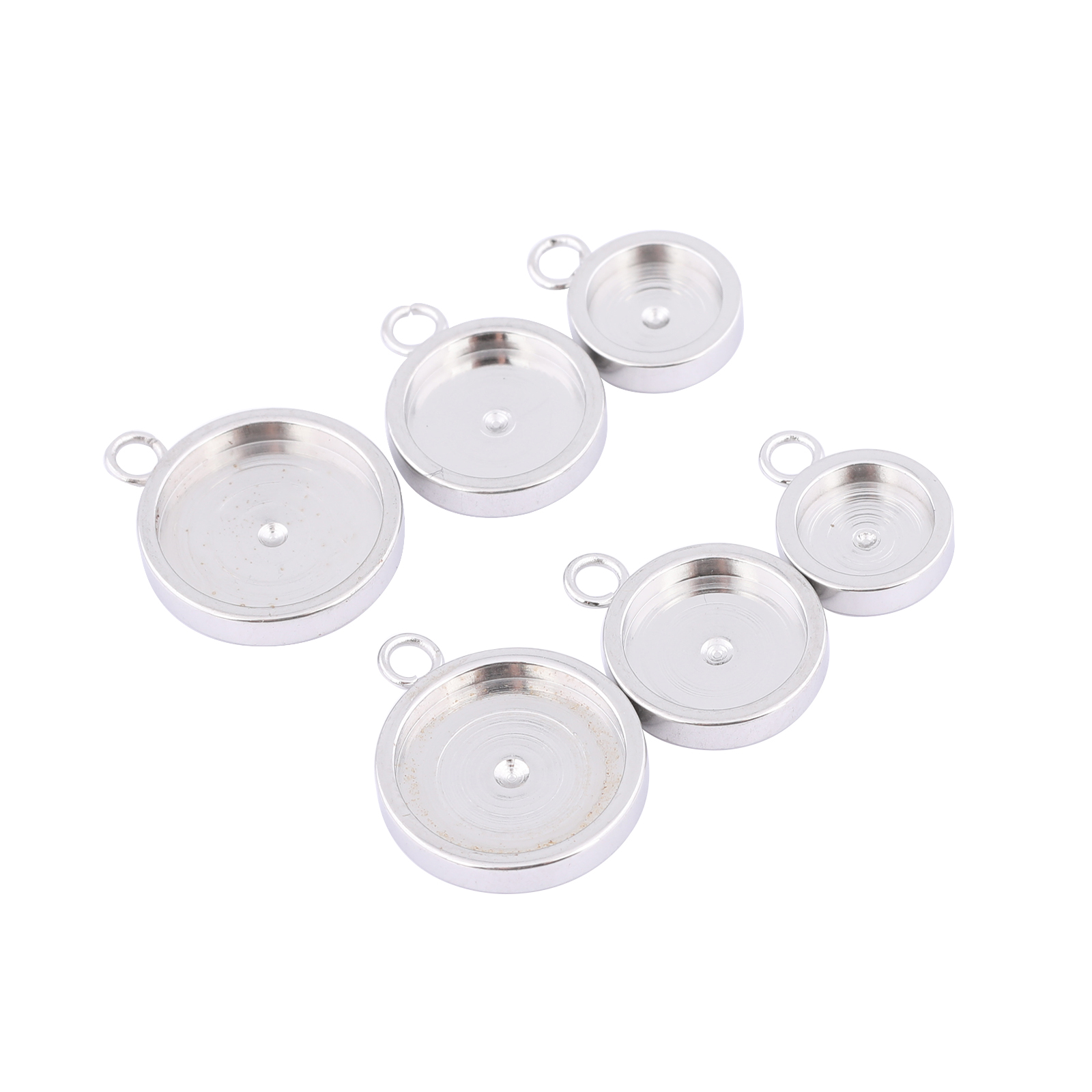 Bezels Set Pendant - Cabochon rond en acier inoxydable, 20